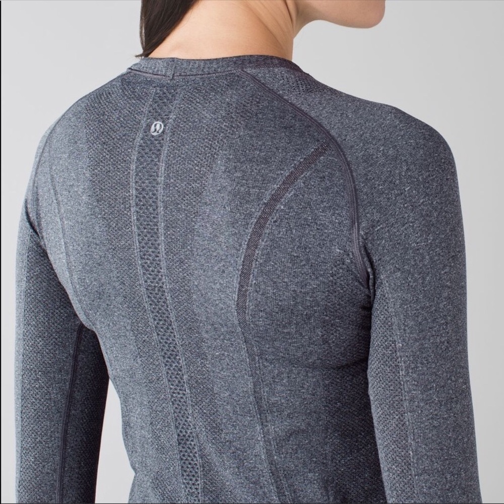 dark grey lululemon swiftly tech long sleeve